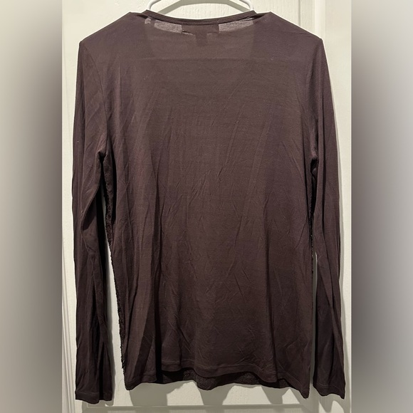 NWT Michael Michael Kors Long Sleeve Jersey Top w Sequin Front. - Picture 3 of 3